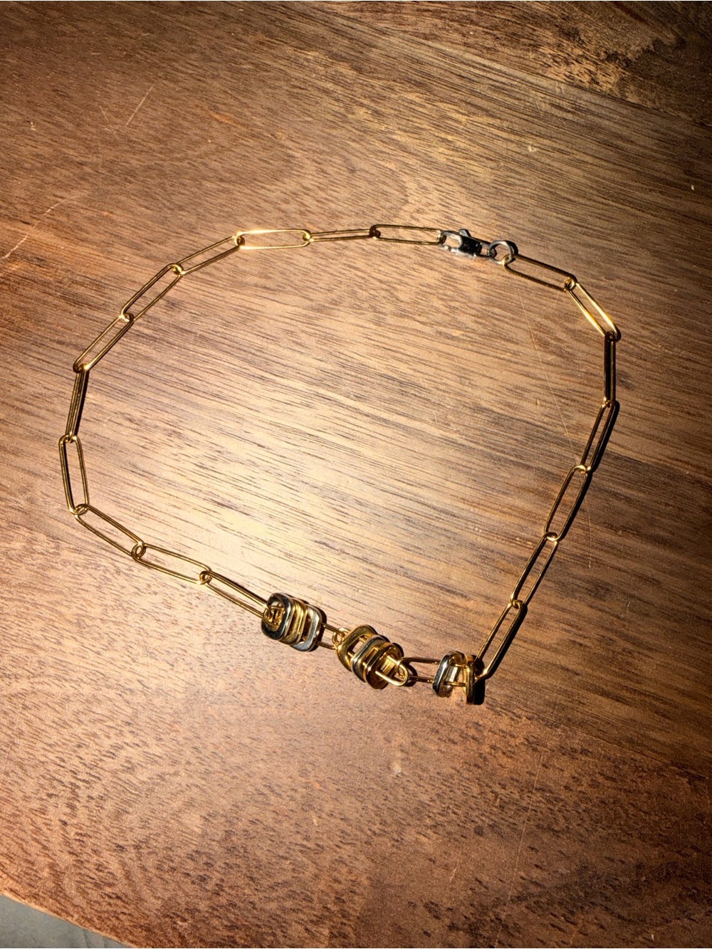 Gold plated Link Necklace with stainless silver Bead Accents - ARSN THE LABEL